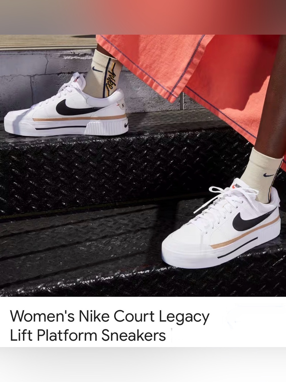 Nike Court Legacy Lift Platform Sneakers White/Black/Beige DM7590-100 Size:6.5